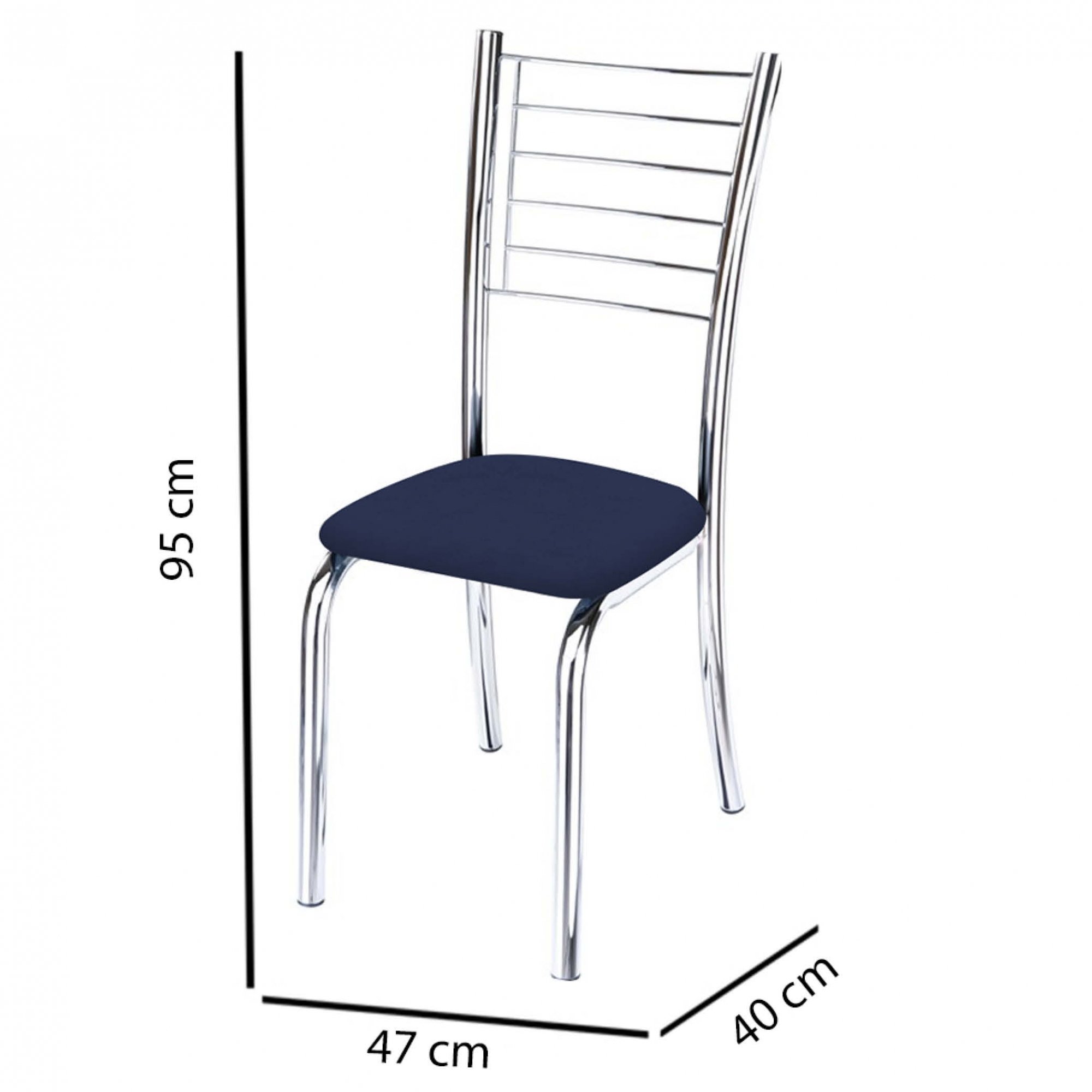 Kit 6 Cadeiras Iara Cromada para Cozinha-Corino Azul-Gat Magazine - 4