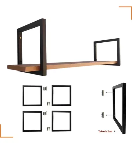 Ver imagem 2 de Suporte Prateleira Industrial 30x30cm Preta