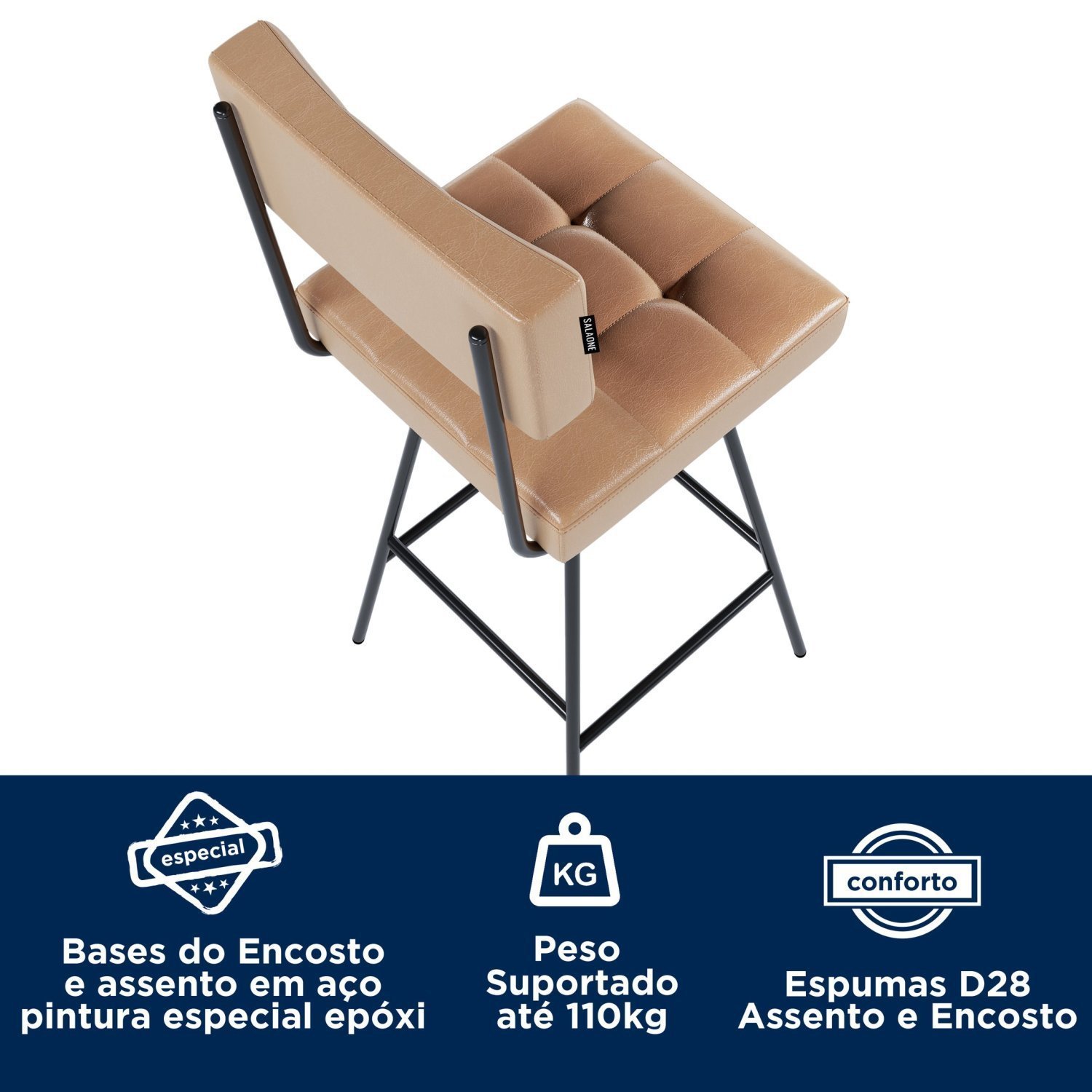 Kit 2 Banquetas em Aço e Couro Sintético Madri  - 6