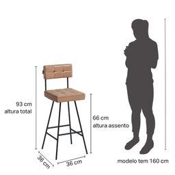 Kit 2 Banquetas em Aço e Couro Sintético Madri  - 4