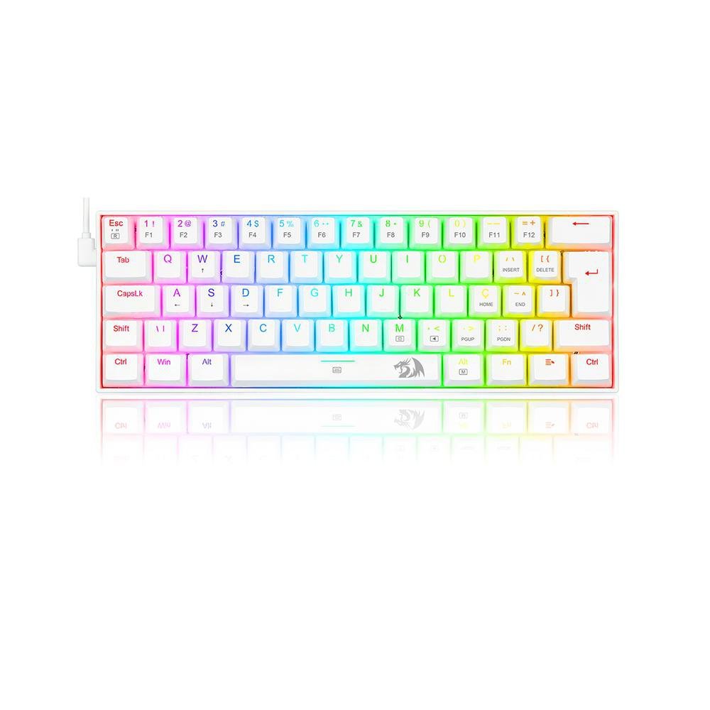 Teclado Gamer Redragon Dragonborn Rgb Branco Switch Azul Pt - 1