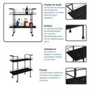 Ver imagem 6 de Carrinho Bar Estilo Industrial 2 Prateleiras P1036 Preto