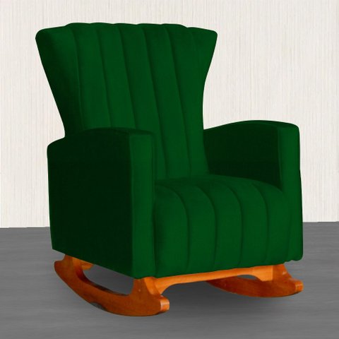 Poltrona Estofada de Balanço Melinda Suede Verde - Lm Decor