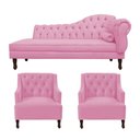 Ver imagem 1 de Kit Divã Cancun 160 Cm Braço Esquerdo + 2 Poltronas Genesis Rosa