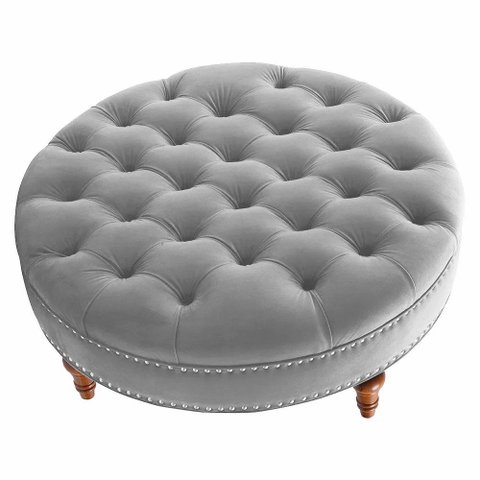 Puff Amara 1 Metro Suede Slk Decor Cinza