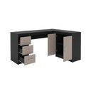Ver imagem 3 de Mesa Canto P/escritório Canto Espanha C/ 2 Portas e 3 Gavetas Castanho - Politorno