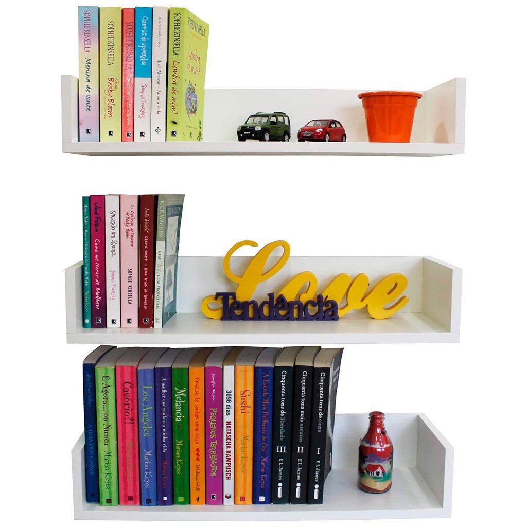 3 Prateleiras Testoni Decor para Livros 60x20x11,5cm - 2