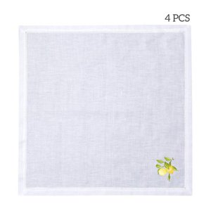 Conjunto 4 Guardanapos Bordado Limão Siciliano