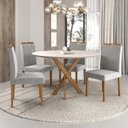 Ver imagem 1 de Conjunto Sala de Jantar Mesa Maceió 100cm Tampo Redondo Vidro/MDF com 4 Cadeiras 02 com Puxador Made