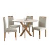 Conjunto Sala de Jantar Mesa Maceió 100cm Tampo Redondo Vidro/MDF com 4 Cadeiras 03 com Puxador Made - 2