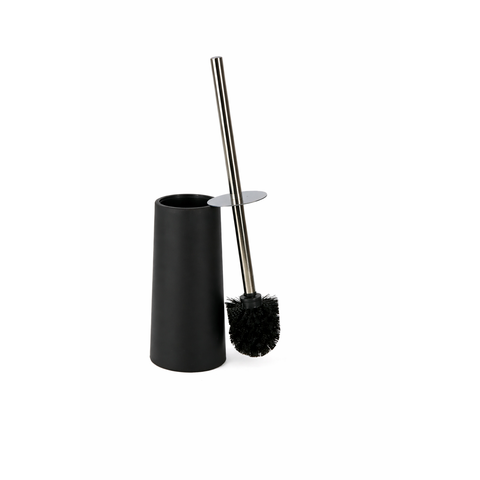Escova Sanitária Preta Inox com Suporte Tampa Higiênica 38,3 Cm