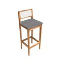 Ver imagem 4 de Kit 2 Banquetas Estofada em Linho Encosto Palhinha Bruna:mel com Linho Chumbo