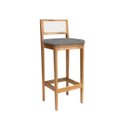 Ver imagem 3 de Kit 2 Banquetas Estofada em Linho Encosto Palhinha Bruna:mel com Linho Chumbo