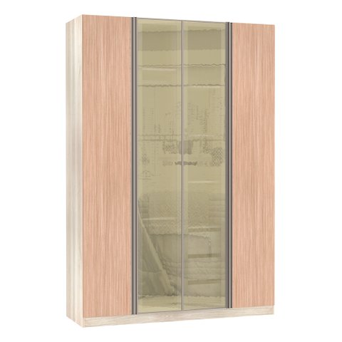 Guarda-roupa Solteiro Luciane 4 Portas 3 Gavetas Prime Plus Alumínio com Vidro Reflecta