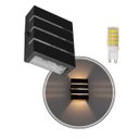 Ver imagem 1 de Arandela Slim Alumínio 3 Frisos Externa Preta + LED G9 5W Branco Quente ST2772
