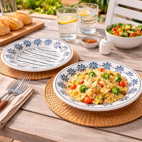 Pratos Fundo Sopa Donna Margaridas Oxford Jogo 4pçs 21,5cm