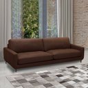 Ver imagem 1 de Sofá Decorativo Isaac 4 Lugares Sala de Estar 270cm Pés em Aço Couro Marrom Chocolate G88 - Gran Bel
