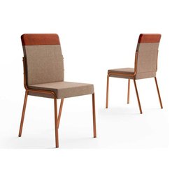 Conjunto Mesa Jantar C/ 6 Cadeiras 1,60 Atria Nogueira/rosê - Duo Areia/courino Carraro - 4