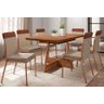 Conjunto Mesa Jantar C/ 6 Cadeiras 1,60 Atria Nogueira/rosê - Duo Areia/courino Carraro - 1