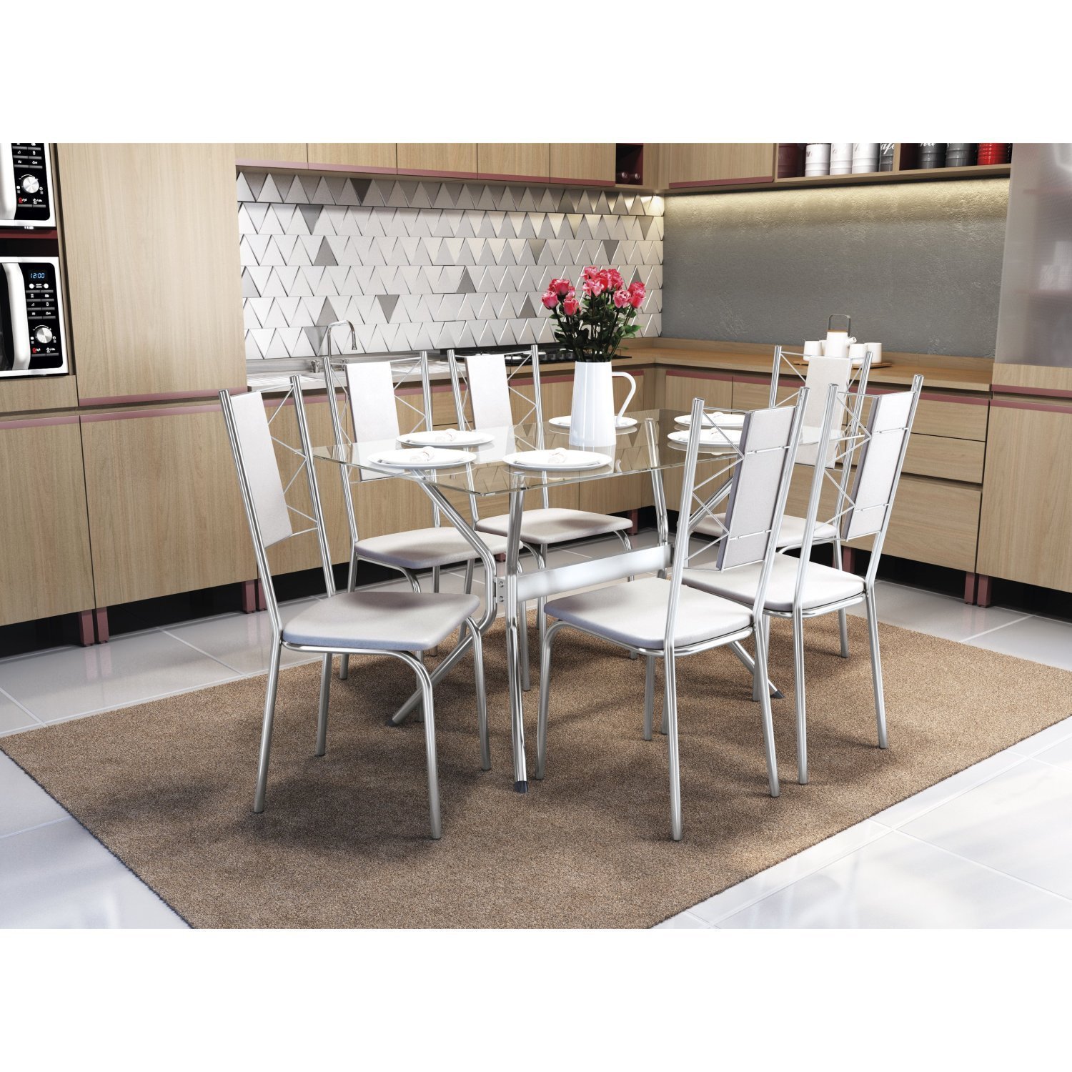 Conjunto de jantar 6 cadeiras Kappesberg Mesa 170 x 90 cm