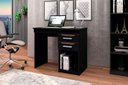 Ver imagem 2 de Escrivaninha Office Mesa de Computador 2 Gavetas Veneza:Preto/Canela