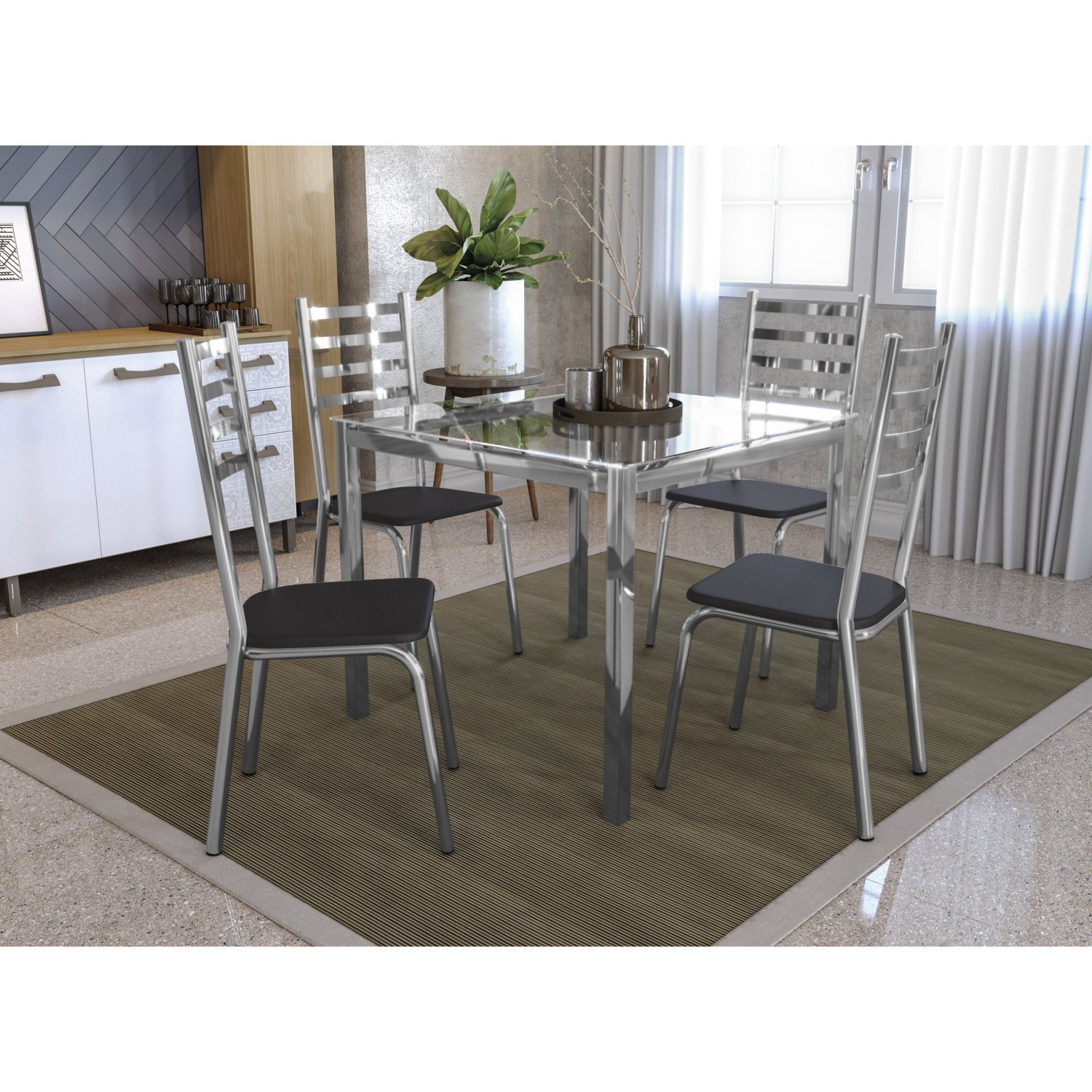 Conjunto Sala de Jantar Mesa Reno com 4 Cadeiras Alemanha Kappesberg - 1