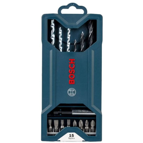 Kit Bosch Mini X-Line 15 Pcs Brocas Madeira Concreto Bits Parafusar