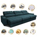 Ver imagem 3 de Sofá Retrátil e Reclinável com Molas Ensacadas Cama Inbox Master 3,82m Tecido Velusoft Petróleo