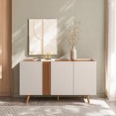 Ver imagem 5 de Buffet Capri - 3 Portas Detalhe Ripado Off White Fosco/Freijó - Colibri Móveis - Off White Matte