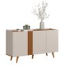 Buffet Capri - 3 Portas Detalhe Ripado Off White Fosco/freijó - Colibri Móveis - Off White Matte - 5