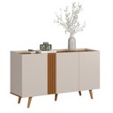 Ver imagem 3 de Buffet Capri - 3 Portas Detalhe Ripado Off White Fosco/Freijó - Colibri Móveis - Off White Matte