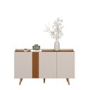 Ver imagem 4 de Buffet Capri - 3 Portas Detalhe Ripado Off White Fosco/Freijó - Colibri Móveis - Off White Matte
