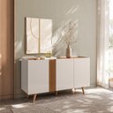 Ver imagem 2 de Buffet Capri - 3 Portas Detalhe Ripado Off White Fosco/freijó - Colibri Móveis - Off White Matte