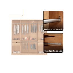 Guarda Roupa Casal Alpes Mdf 8 Portas e 4 Gavetas Moderna Mobília - 4
