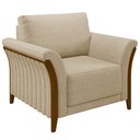 Ver imagem 1 de Poltrona Decorativa Sala de Estar 102cm Pés Madeira Roya M22 Linho Bege - Mpozenato