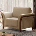 Ver imagem 2 de Poltrona Decorativa Sala de Estar 102cm Pés Madeira Roya M22 Linho Bege - Mpozenato