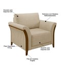 Ver imagem 3 de Poltrona Decorativa Sala de Estar 102cm Pés Madeira Roya M22 Linho Bege - Mpozenato