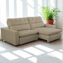 Ver imagem 1 de Sofa Retratil Reclinavel 2 Lugares 290cm Veludo Andreia Bege Capuccino