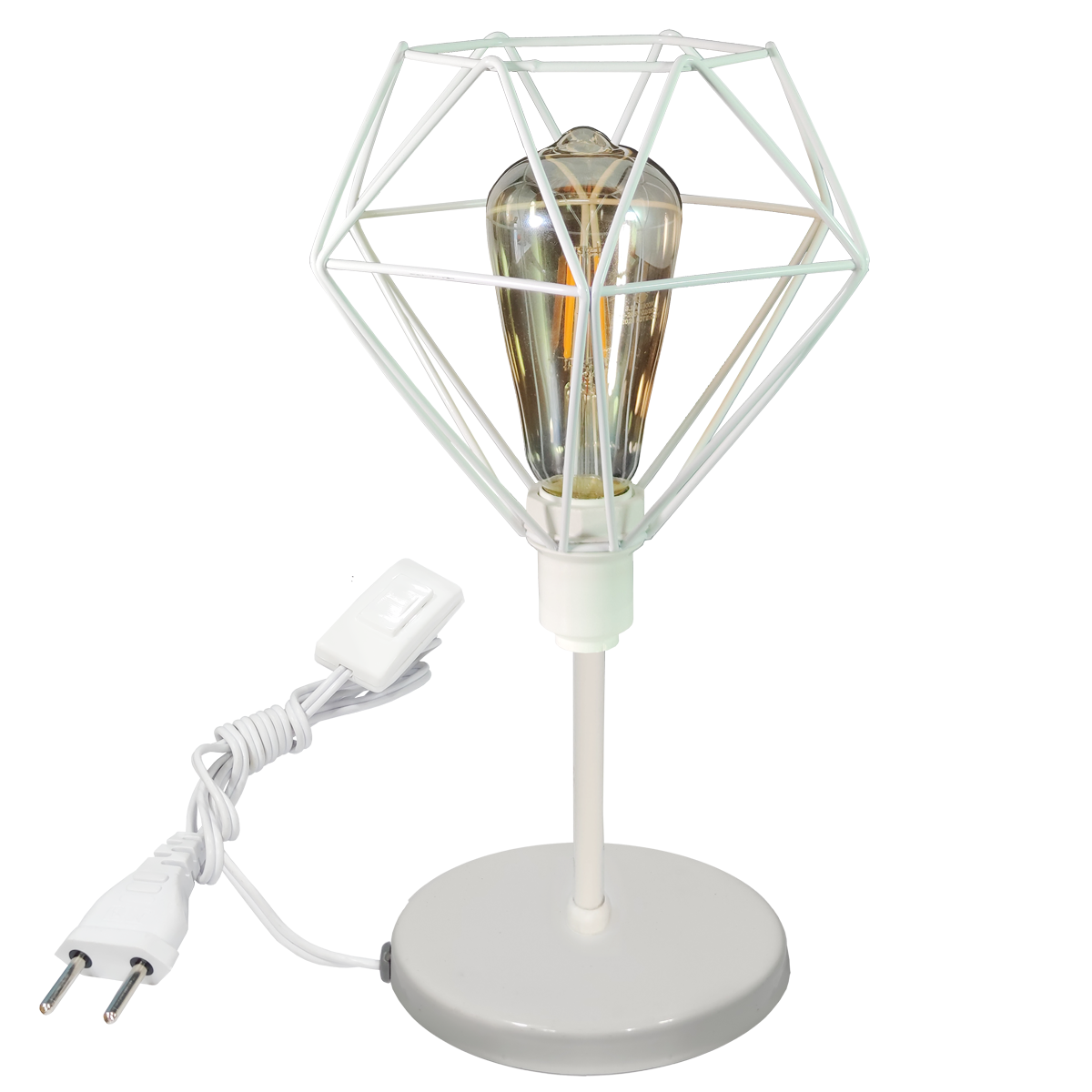 Luminária Mesa Abajur Mini Aramado Diamante Branco P/decorar - 1
