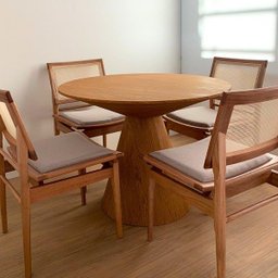 Mesa de Jantar Cone Eclipse 80 cm Base Madeira Freijó Tampo Freijó Personal Decor - 4