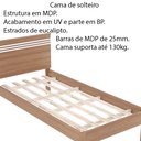 Ver imagem 2 de Cama de solteiro MDP CM8010 Amendoa/Branco - Gran Belo