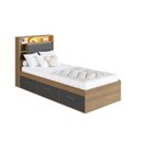 Ver imagem 2 de Cama de Solteiro 3 Gavetas com LED e Cabeceira Organizadora Genebra 90cm
