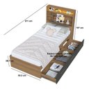 Ver imagem 3 de Cama de Solteiro 3 Gavetas com LED e Cabeceira Organizadora Genebra 90cm
