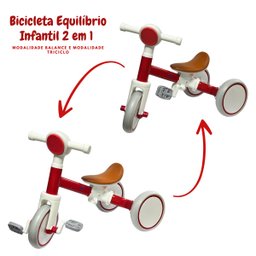 Bicicleta Infantil Equilíbrio 2 em 1 Triciclo 3 Rodas sem Pedal Coordenação Vermelha Importway Bw310 - 3 Bicicleta Infantil Equilíbrio 2 em 1 Triciclo 3 Rodas sem Pedal Coordenação Vermelha Importway Bw310 - 3