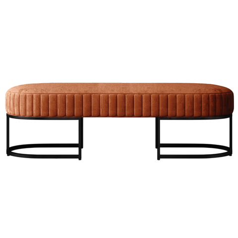 Banco Recamier Glow 158cm Cama Box Casal Base Aço Preto:terracota