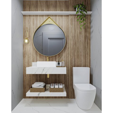 Prateleira em Porcelanato para Banheiro 80cm Branco