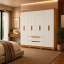 Ver imagem 2 de Roupeiro Doble 8 Portas e 4 Gavetas - Cinamomo Off White - Albatroz