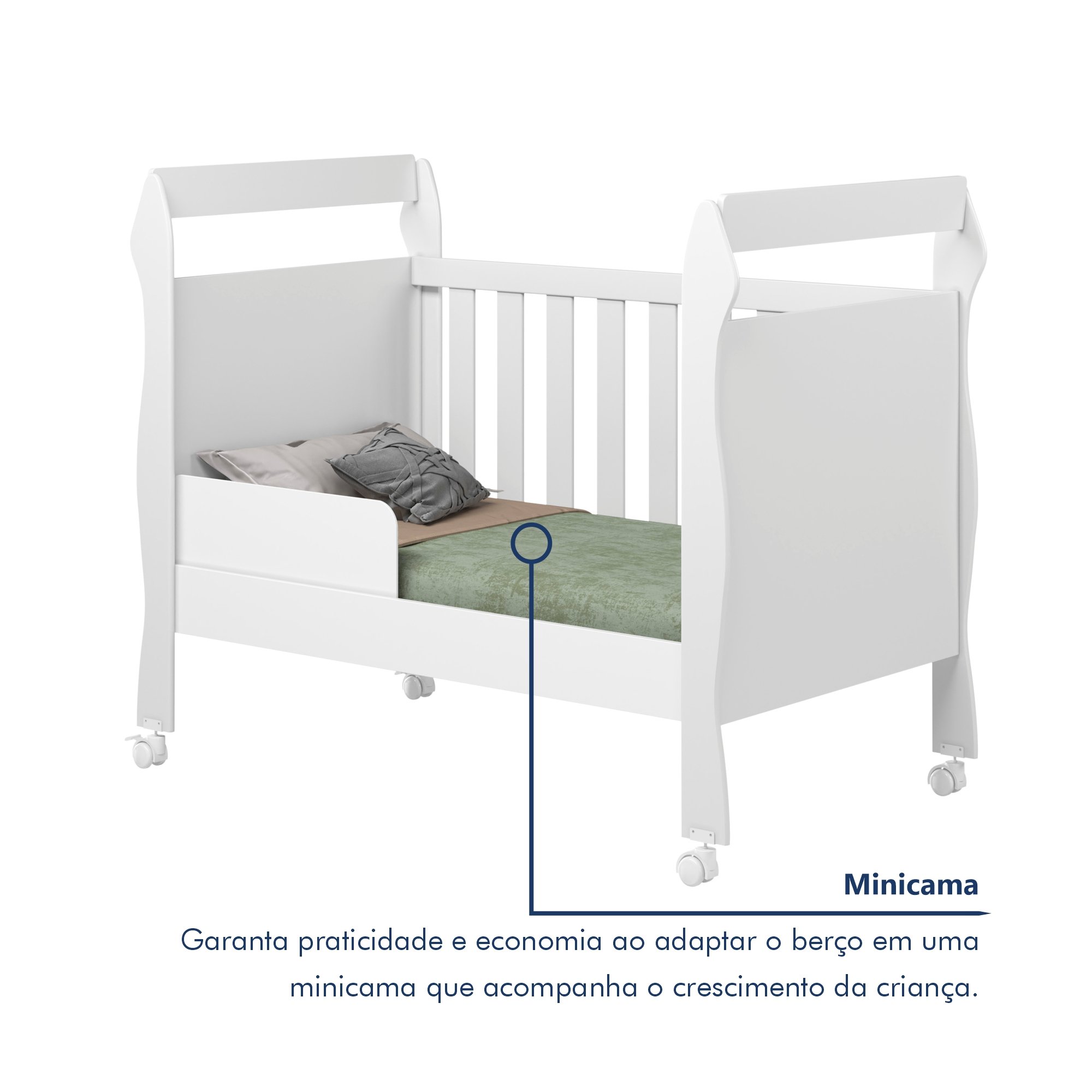 Berço Mini Cama 3 em 1 Soninho 100% MDF - 8