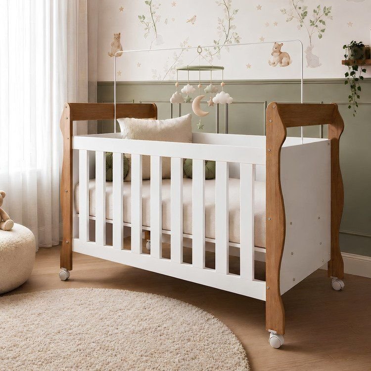 Berço Mini Cama 3 em 1 Soninho 100% MDF Marrom/Amadeirado