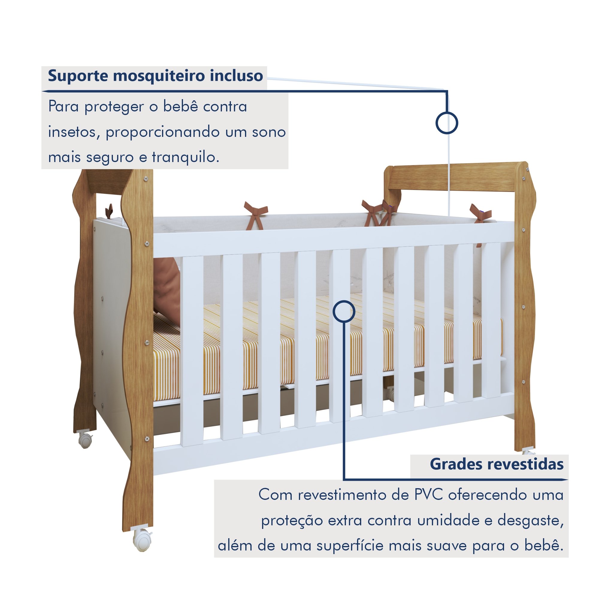 Berço Mini Cama 3 em 1 Soninho 100% MDF - 3